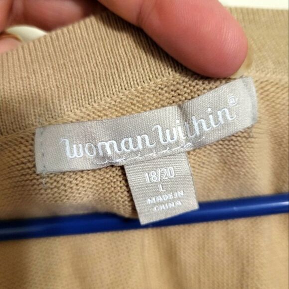 #37 Woman Within Beige Taupe Shrug Sweater Cardigan, Plus 18/20 L NWOT - Picture 5 of 6